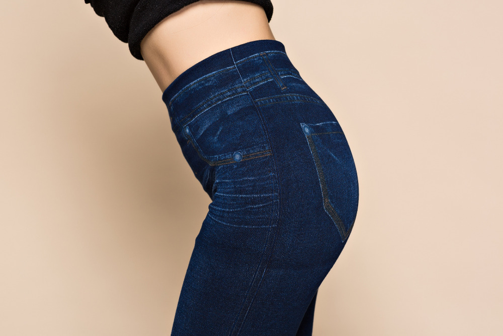 Fashion Slim Women Leggings Faux Denim Jeans Leggings Sexy Long Pocket ...