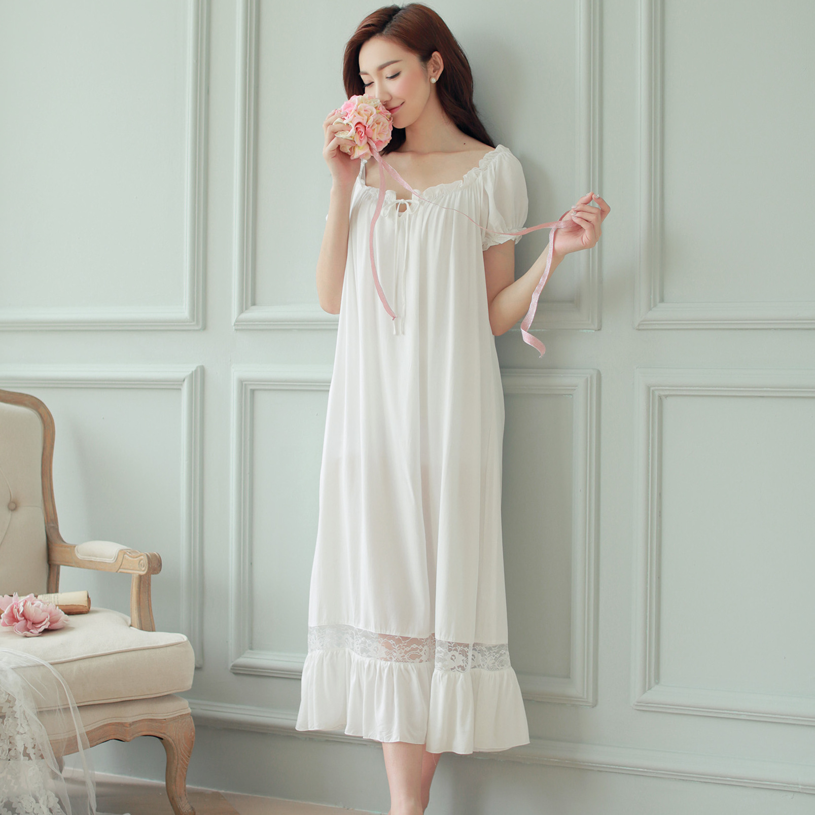 white nightdress cotton